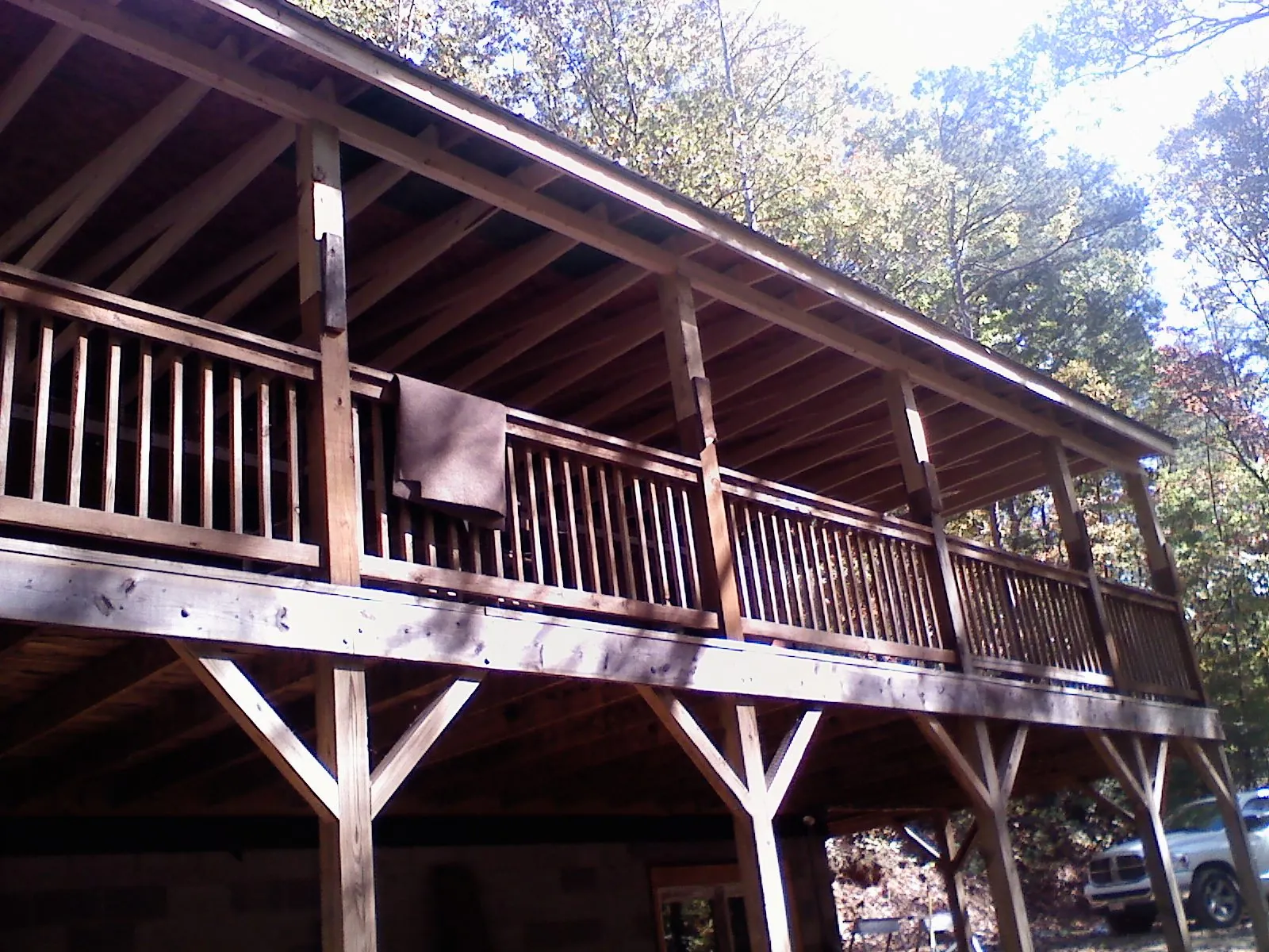 Timber framing under a new elevated porch and deck — Roof Leak Repair in Cibolo by Roofing Brothers